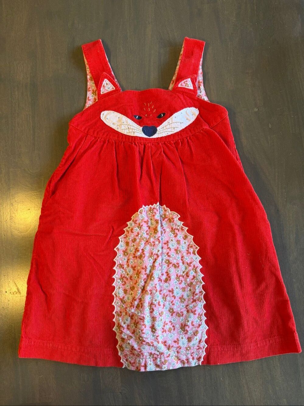 Mini Boden Fox Corduroy Pinafore Dress 6-7 Years